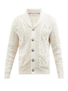 Brunello Cucinelli - Shawl-collar Cable-knit Cotton-blend Cardigan - Mens - Cream