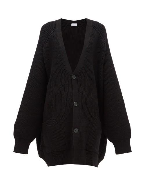 Matchesfashion.com Raey - Oversized Chunky Knit Wool Cardigan - Womens - Black