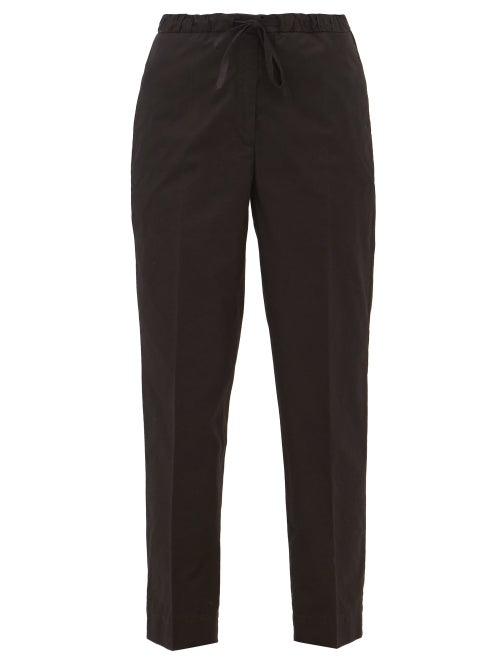 Jil Sander - Drawstring-waist Cotton-poplin Trousers - Womens - Black