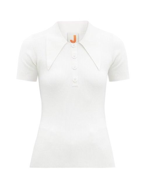Matchesfashion.com Joostricot - Oversized-collar Cotton-blend Peachskin Polo Shirt - Womens - White
