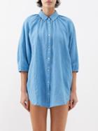 Boteh - La Ponche Cotton-linen Blend Shirt - Womens - Light Blue