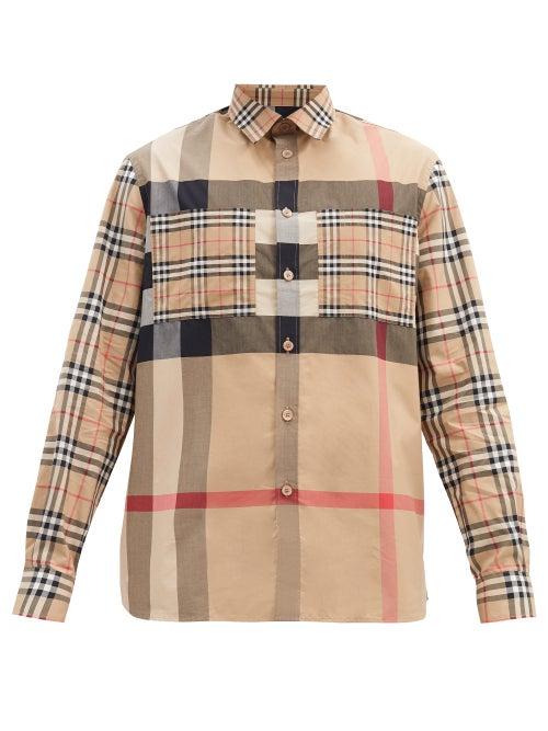 Matchesfashion.com Burberry - Tisford Checked Cotton-blend Shirt - Mens - Beige
