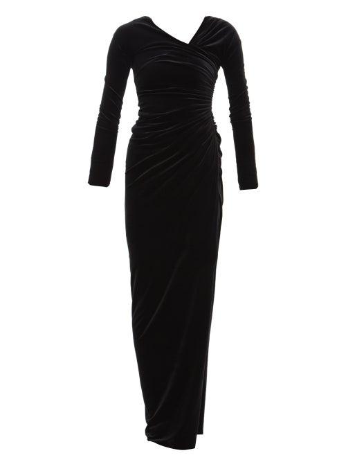 Matchesfashion.com Alexandre Vauthier - Wrap Effect Velvet Gown - Womens - Black