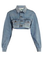 Off-white Point-collar Cropped Denim Jacket