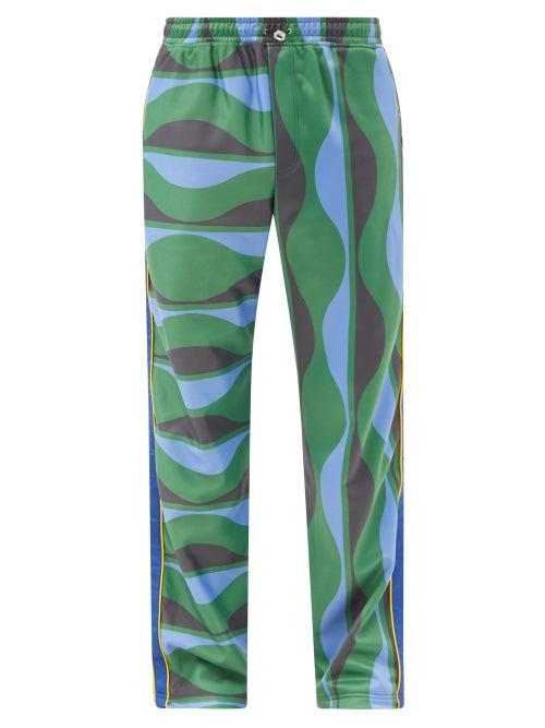 Matchesfashion.com Ahluwalia - Joy Wave-print Jersey Track Pants - Mens - Green Multi