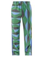 Matchesfashion.com Ahluwalia - Joy Wave-print Jersey Track Pants - Mens - Green Multi