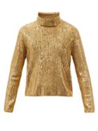 Gucci - Sequinned High-neck Wool-blend Sweater - Mens - Gold
