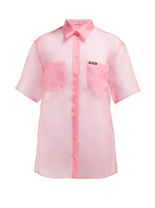 Matchesfashion.com Miu Miu - Oversized Silk Organza Shirt - Womens - Pink