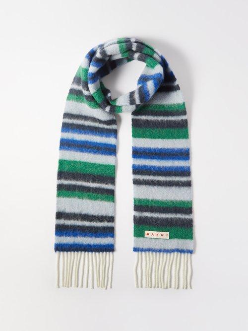 Marni - Striped Alpaca-blend Scarf - Mens - Blue Multi