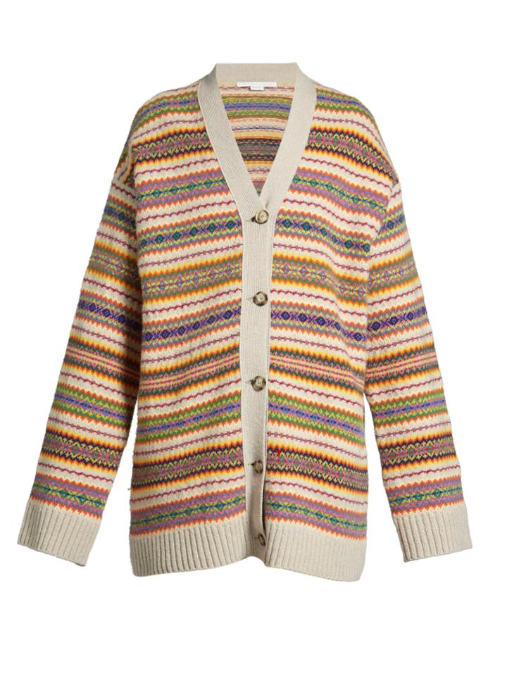 Stella Mccartney Fair Isle Oversized V-neck Knit Cardigan