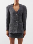 Ganni - V-neck Tweed Jacket - Womens - Grey Multi