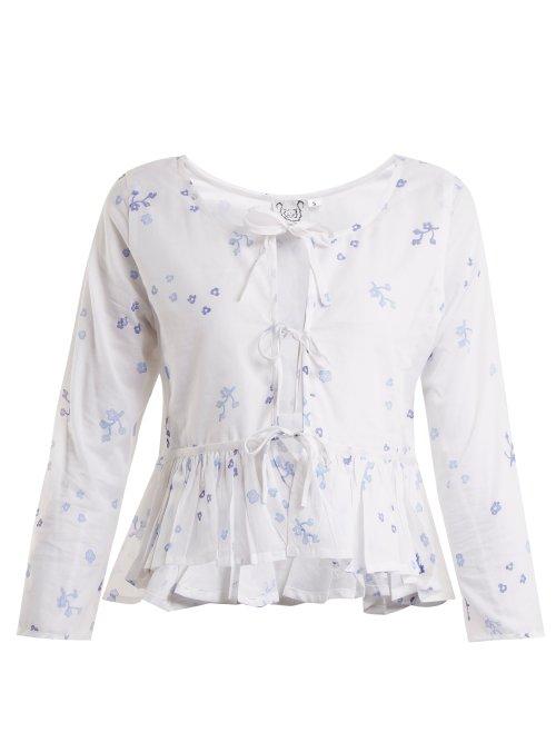 Matchesfashion.com Thierry Colson - Safia Floral Print Tie Front Top - Womens - Purple Multi