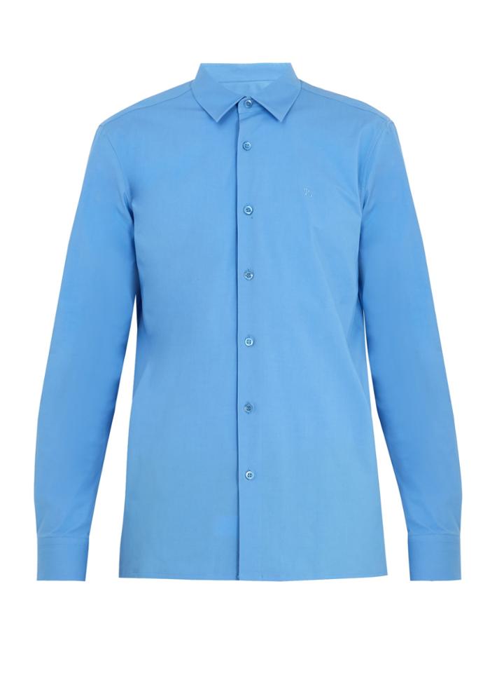 Raf Simons Logo-embroidered Spread-collar Cotton Shirt