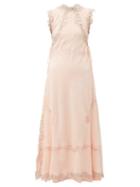 Matchesfashion.com Loewe - Lace Insert Crinkled Dress - Womens - Light Pink