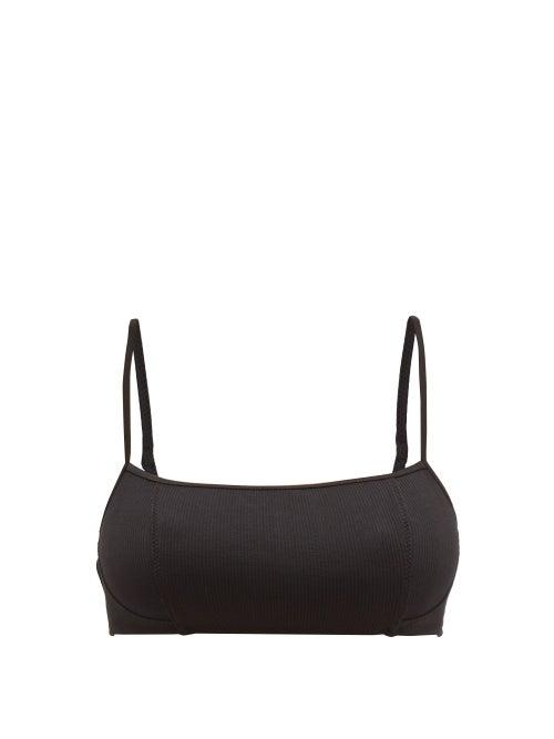 Matchesfashion.com Ganni - Ribbed Bandeau Bikini Top - Womens - Black