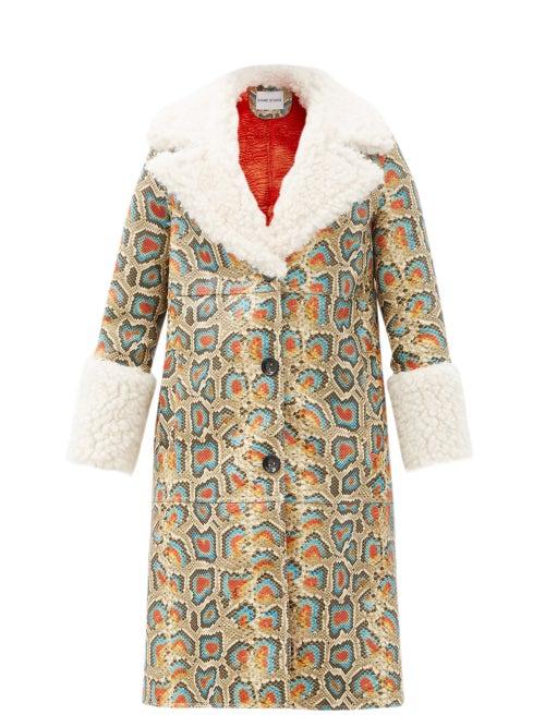 Matchesfashion.com Stand Studio - Linda Faux Shearling-trimmed Faux-leather Coat - Womens - Multi