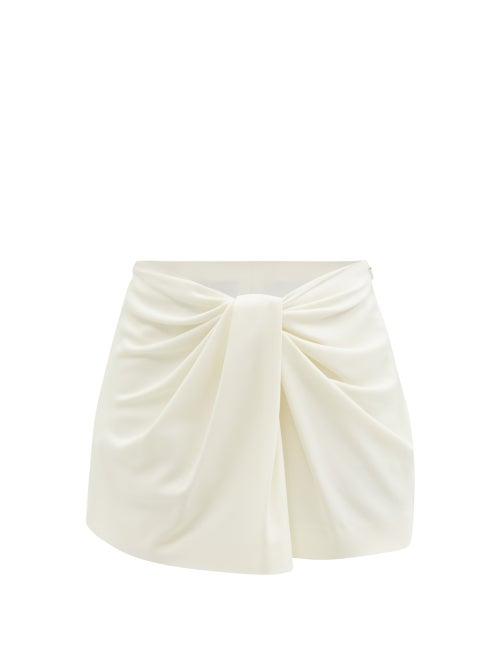 Matchesfashion.com Valentino - Draped-front Silk-blend Cady Shorts - Womens - Cream