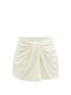 Matchesfashion.com Valentino - Draped-front Silk-blend Cady Shorts - Womens - Cream