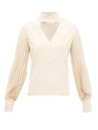 Matchesfashion.com Gucci - Pleated-sleeve Silk Blouse - Womens - Ivory