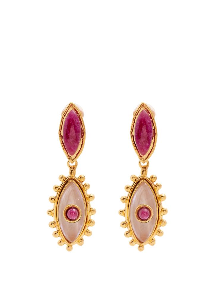 Sylvia Toledano Evil Eye Ruby And Quartz Clip-on Earrings