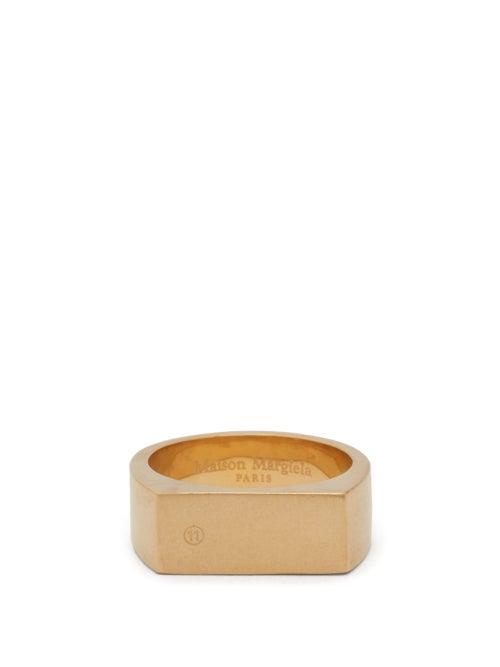 Matchesfashion.com Maison Margiela - Brushed-sterling Silver Signet Ring - Mens - Gold