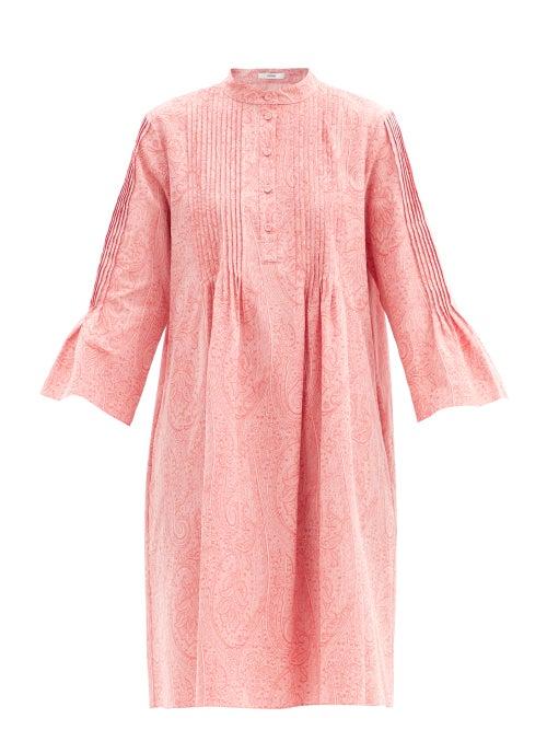 Matchesfashion.com Erdem - Raegan Pintucked Paisley Cotton-jacquard Dress - Womens - Red