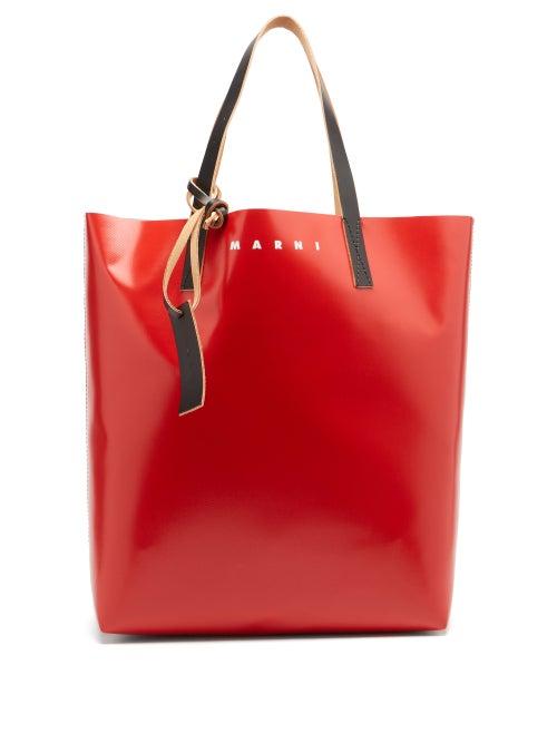Matchesfashion.com Marni - Logo-print Pvc Tote Bag - Mens - Red