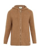 Gucci Hooded Zip-through Ribbed-knit Wool Cardigan