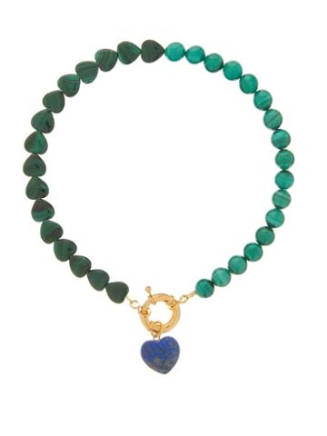 Matchesfashion.com Timeless Pearly - Malachite, Lapis & 24kt Gold-plated Heart Bracelet - Womens - Green