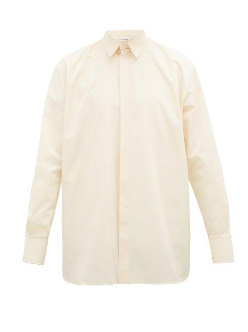 Matchesfashion.com Rochas - Detachable-collar Cotton-poplin Shirt - Mens - Dark Beige