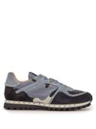 Matchesfashion.com Valentino - Rockstud Embellished Camouflage Suede Trainers - Mens - Blue