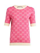 Matchesfashion.com Gucci - Gg Logo Jacquard Cotton Sweater - Womens - Pink White