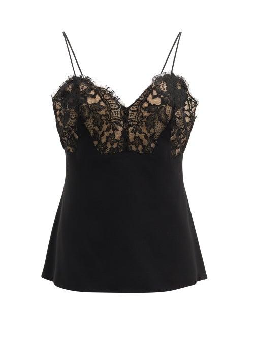 Matchesfashion.com Alexander Mcqueen - Lace And Silk Cami Top - Womens - Black