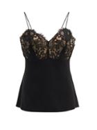 Matchesfashion.com Alexander Mcqueen - Lace And Silk Cami Top - Womens - Black