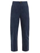 Matchesfashion.com M.i.h Jeans - Daxton Pick Stitch Cotton Trousers - Womens - Navy