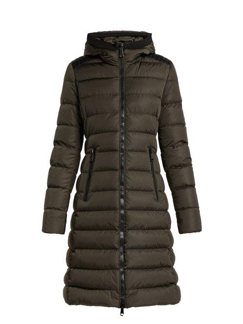 Matchesfashion.com Moncler - Taleve Leather Panel Quilted Coat - Womens - Khaki