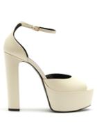 Saint Laurent - Jodie Leather Platform Sandals - Womens - Cream