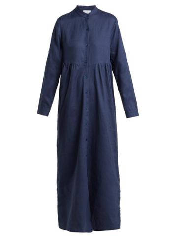 Matchesfashion.com Gioia Bini - Emma Linen Kaftan - Womens - Navy
