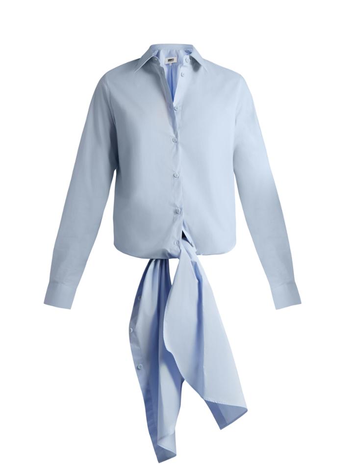 Mm6 By Maison Margiela Point-collar Tie-waist Cotton Shirt
