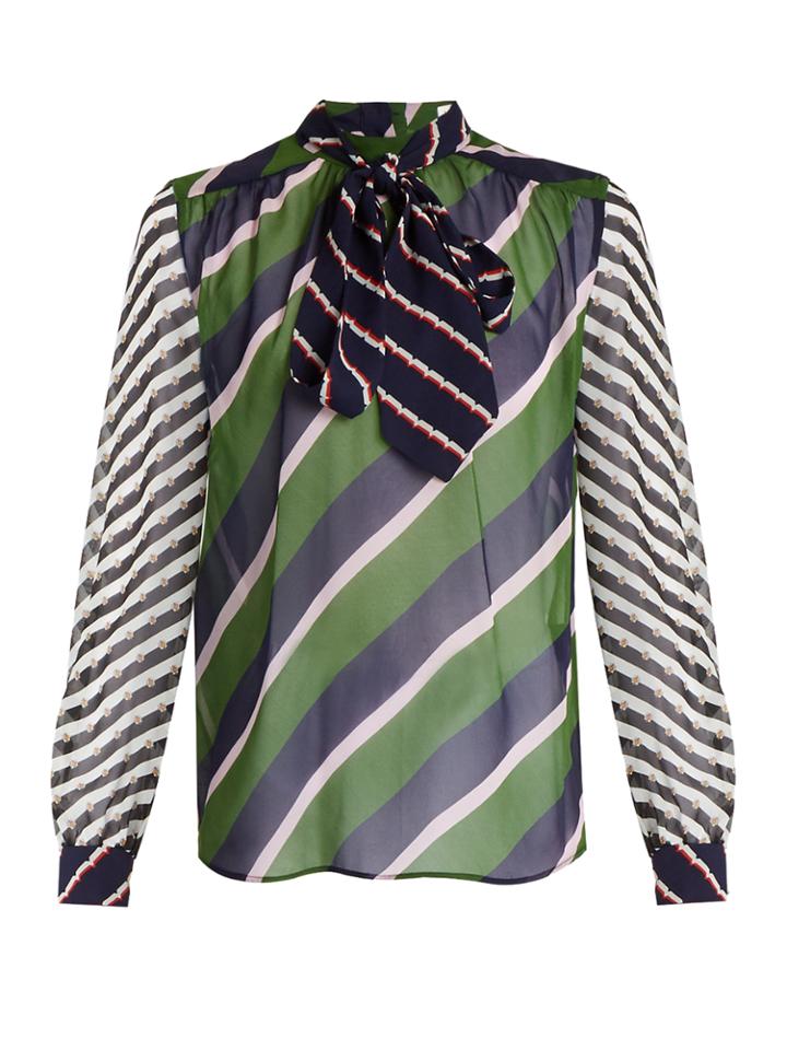 Mary Katrantzou Veddar Graphic-print Silk-chiffon Blouse