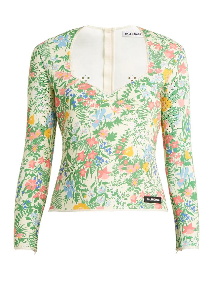 Balenciaga Floral-print Neoprene Top