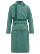 Matchesfashion.com Craig Green - Knitted Panel Technical Fabric Trench Coat - Mens - Turquoise