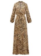 Matchesfashion.com Temperley London - Piera Leopard Print Hammered Silk Satin Maxi Dress - Womens - Leopard