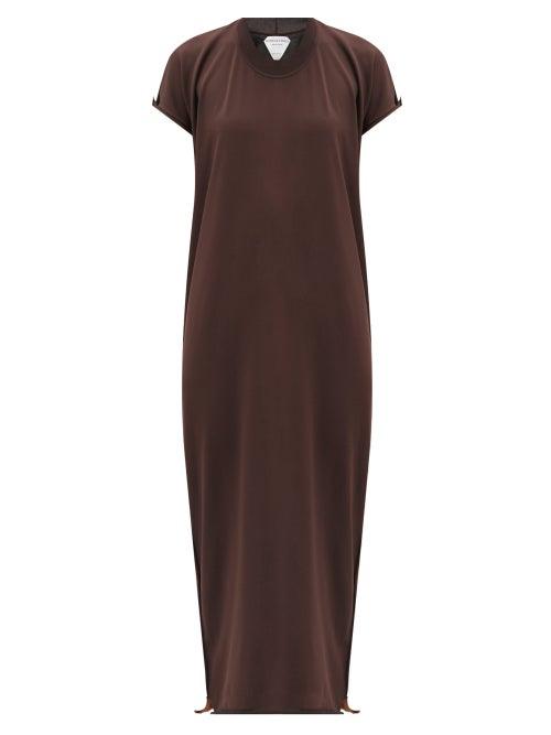 Matchesfashion.com Bottega Veneta - Two-tone Jersey Dress - Womens - Brown Multi