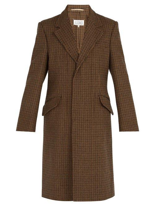 Matchesfashion.com Maison Margiela - Houndstooth Wool Coat - Mens - Brown