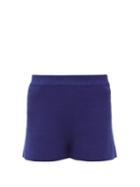 Matchesfashion.com Barrie - Stripe-stitched Cashmere Shorts - Womens - Navy