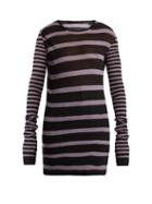 Matchesfashion.com Haider Ackermann - Round Neck Striped Cotton Blend Sweater - Womens - Black White