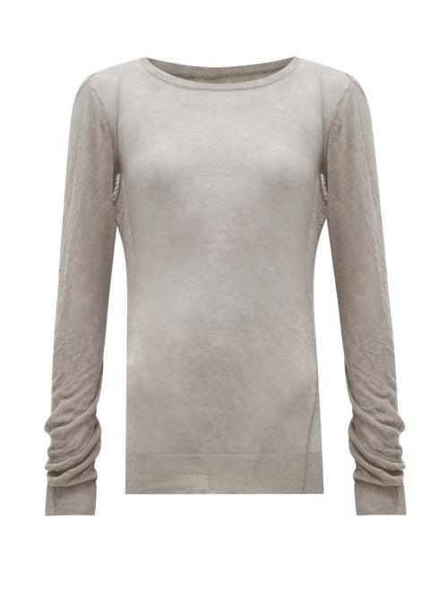 Matchesfashion.com Maison Margiela - Fine-knit Cotton Sweater - Womens - Light Grey