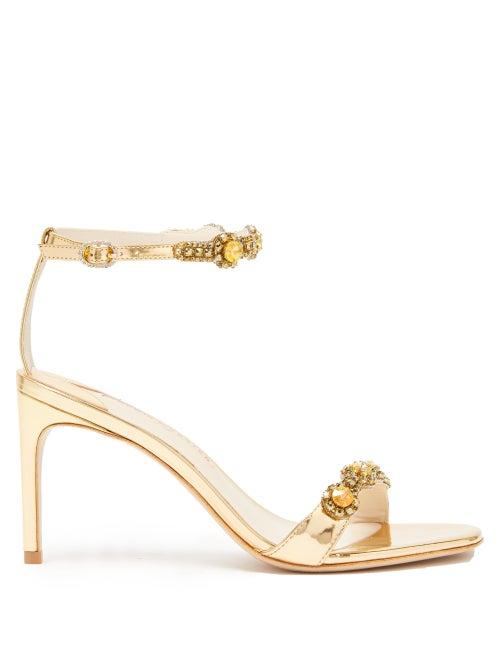 Matchesfashion.com Sophia Webster - Aaliyah Crystal Embellished Leather Sandals - Womens - Gold