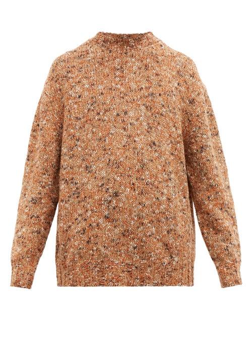 Matchesfashion.com Raey - Crew Neck Tweed Wool Blend Sweater - Mens - Orange